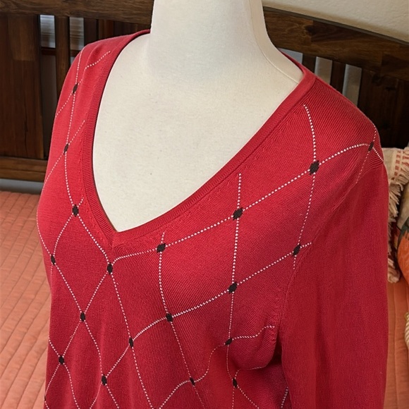 Brooks Brothers Red Argyle silk blend sweater Womens size Large - Picture 3 of 12